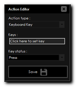 tgmacro action editor window keyboard key